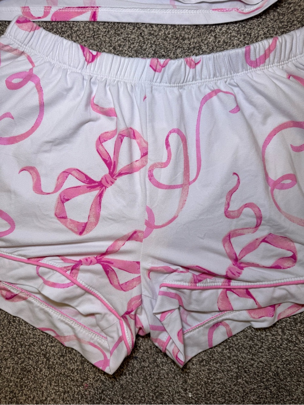 Women's Pink Ribbon-Print Short Pajama Set - Picture 5 of 8